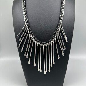 3/$30 Metal Fringe Necklace Silver Tone Braided Piano Key Mini Spoon Design